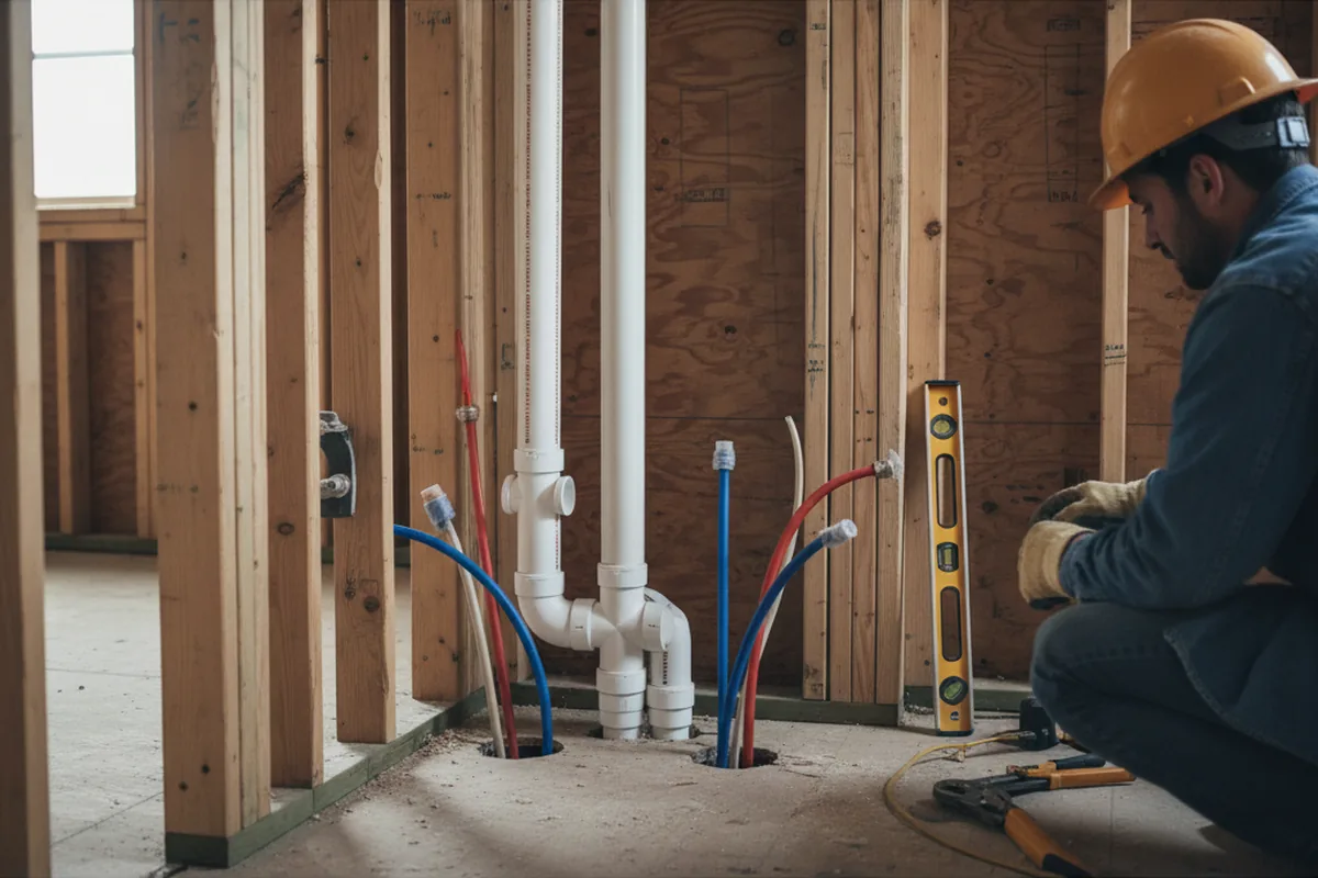 Drain and supply rough-in during Drain Cleaning in Hawley
