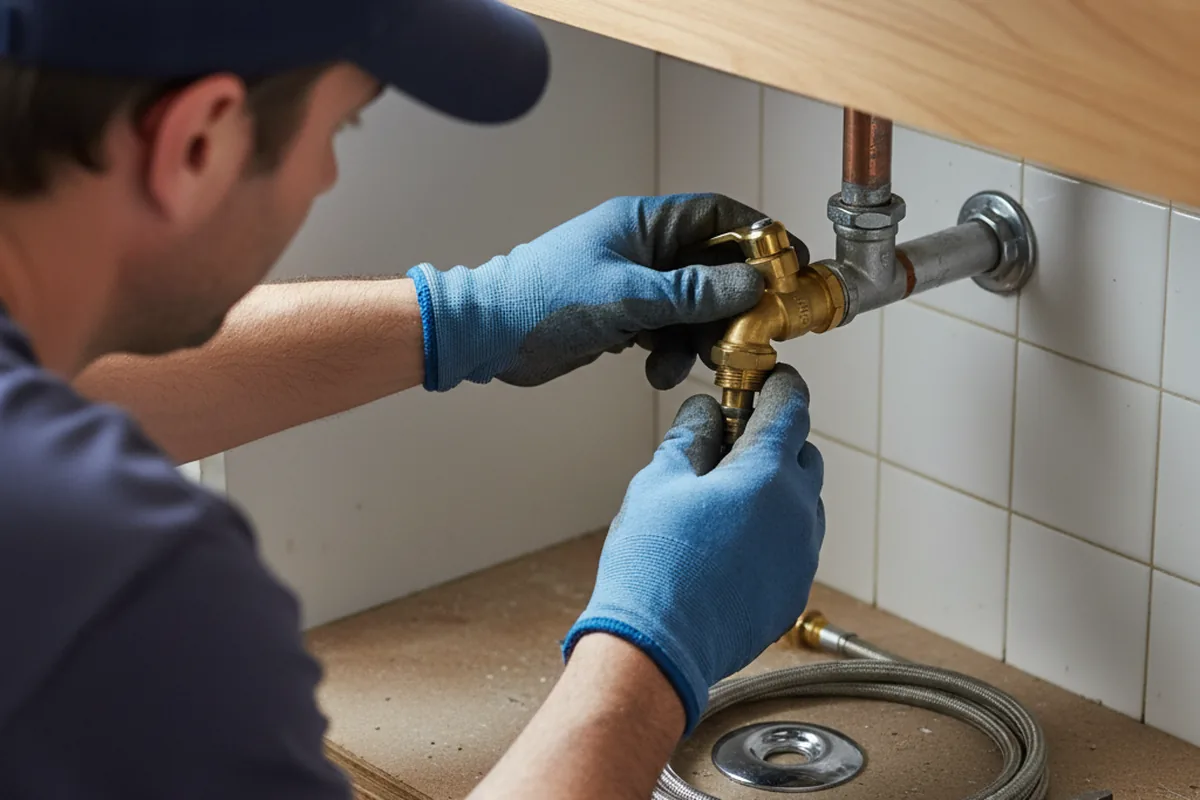 Shutoff valve and fitting work during Emergency Plumbing in Hawley